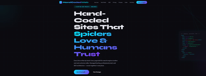 Hand Coded Web website screenshot