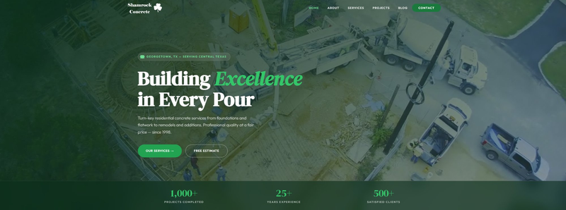 Shamrock Concrete website screenshot